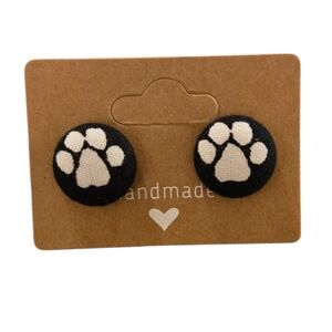 Paw Print Button Earrings